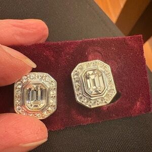 Vintage Carolee Silver and Crystal clip Earrings